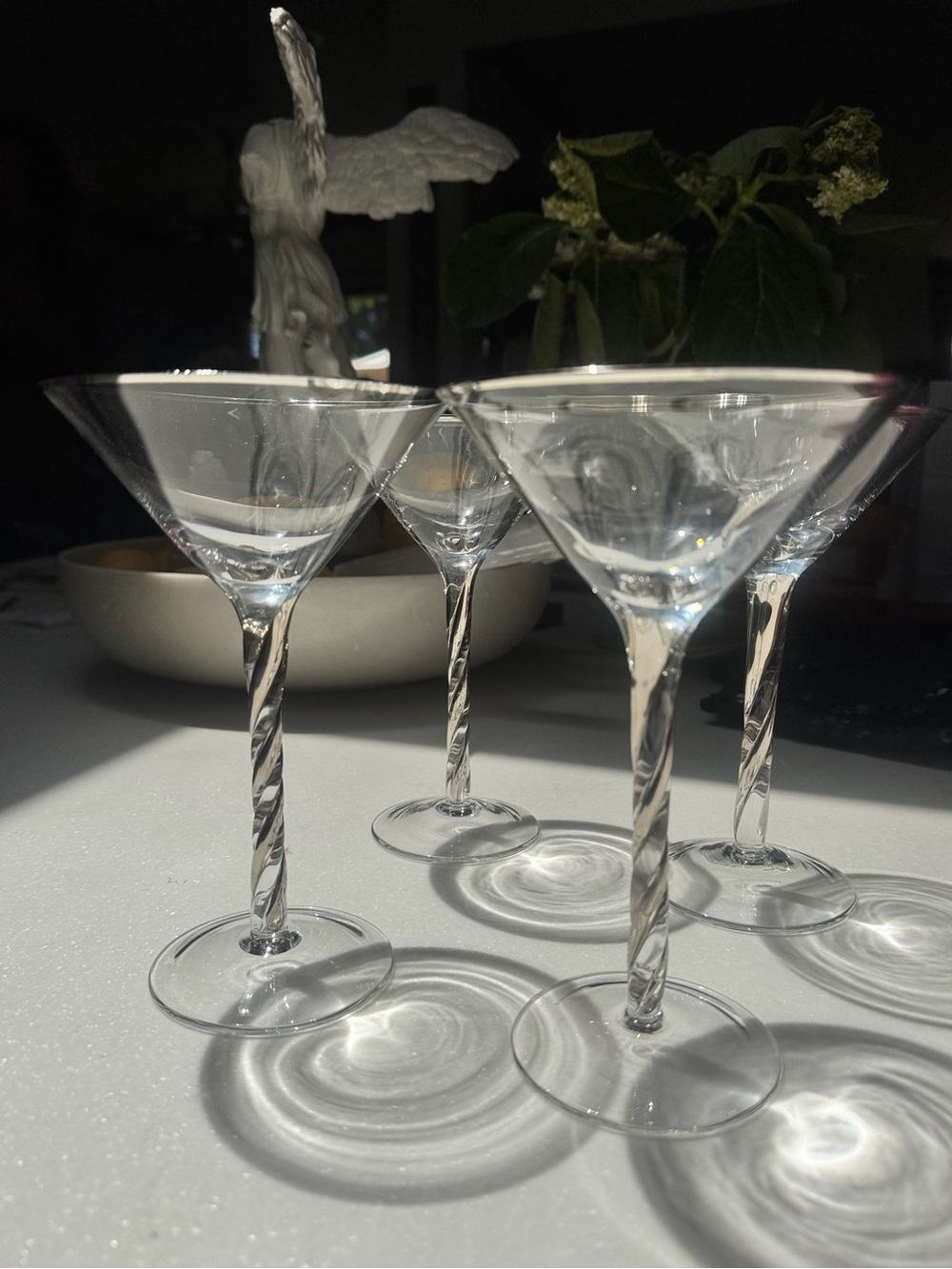 Vintage 4 crystal martini glasses set